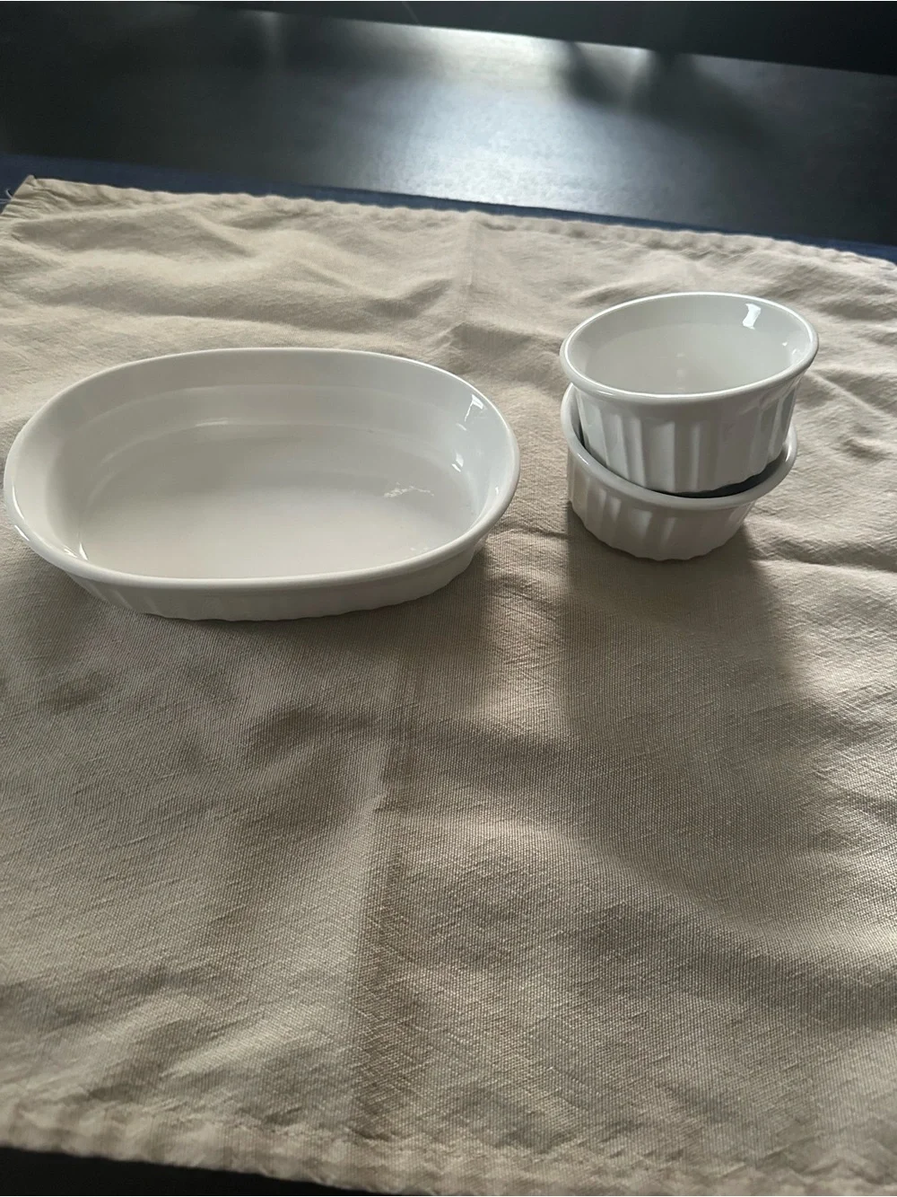 Corningware French White Ramekins & Oval Baker Set